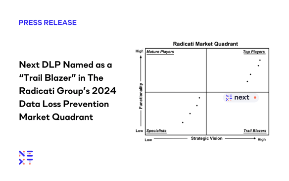 Next DLP Positioned as Exclusive “Trail Blazer” in Radicati Group’s 2024 Data Loss Prevention Market Quadrant