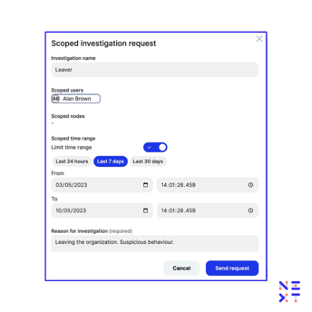 Scoped Investigation Request Reveal Platform