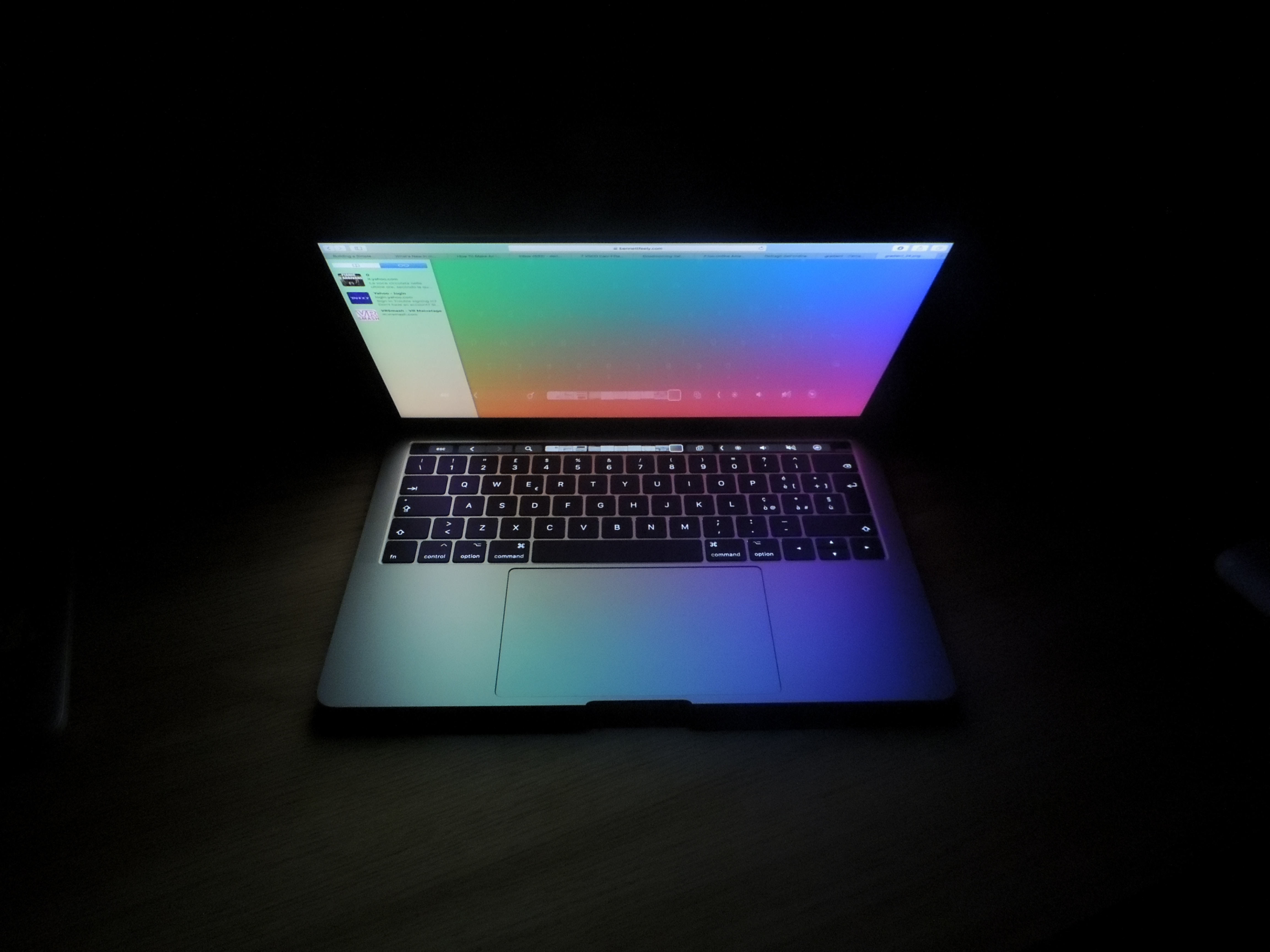 open laptop in dark