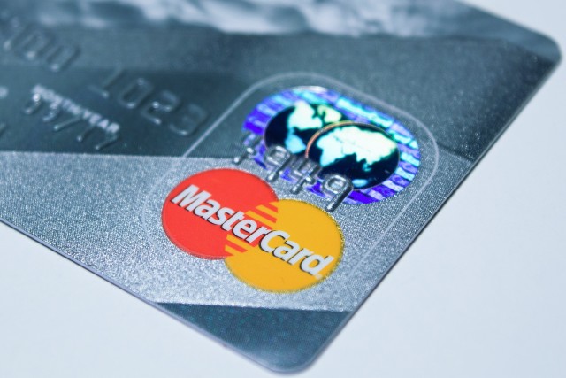 Closeup image of part of a MasterCard payment card