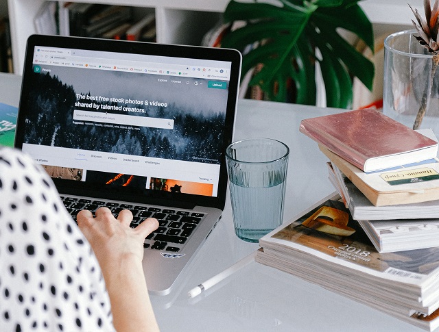 woman working on laptop